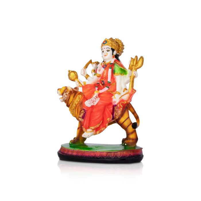 Durga Sitting on Tiger Idol - 8 x 6 Inches | Resin Murti/ Durga Maa Statue For Pooja