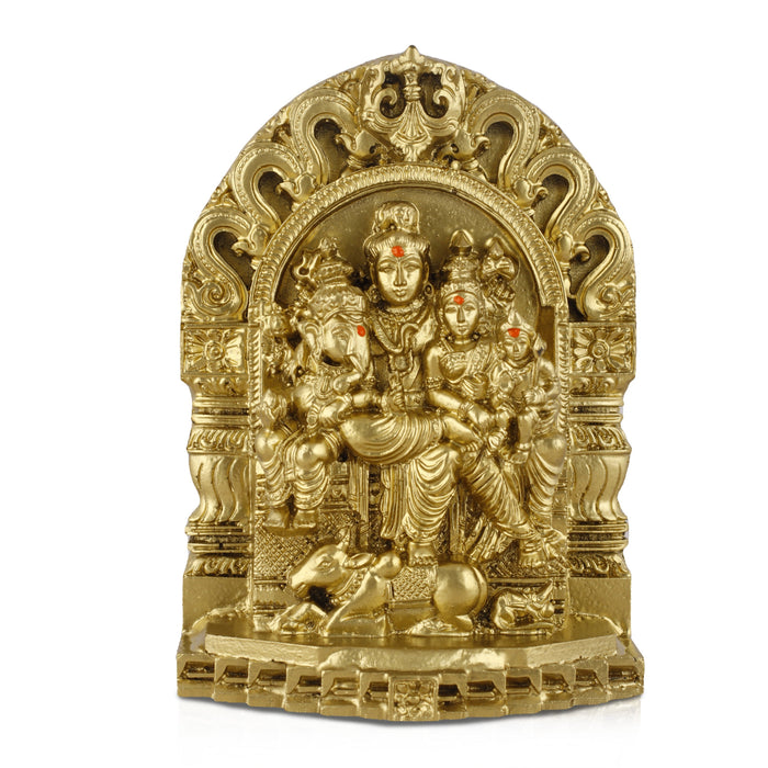 Shivan Family with Arch Idol - 6 Inches | Parvati/ Murugan/ Ganesh/ Siva/ Polyresin Material/ Gold Colour