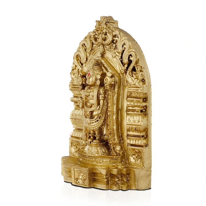 Balaji Statue - 6 Inches | Resin Statue/ Golden Polish Venkateswara Idol for Car Decor