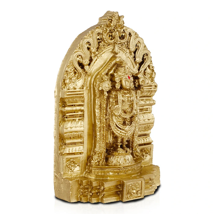 Balaji Statue - 6 Inches | Resin Statue/ Golden Polish Venkateswara Idol for Car Decor