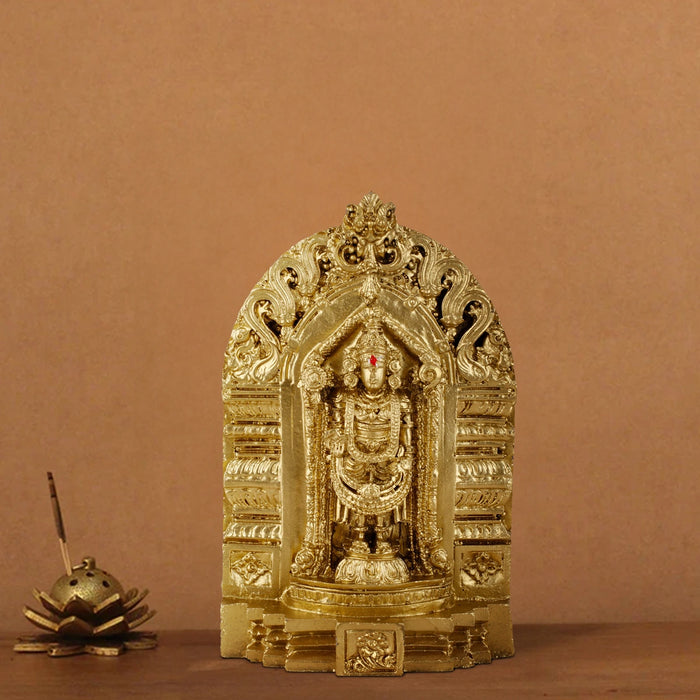 Balaji Statue - 6 Inches | Resin Statue/ Golden Polish Venkateswara Idol for Car Decor