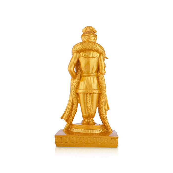 Murugan Standing on Base Murti - 7 x 3.5 Inches | Resin Gold Polish Idol/ Raja Alankaram Murugar Statue For Pooja