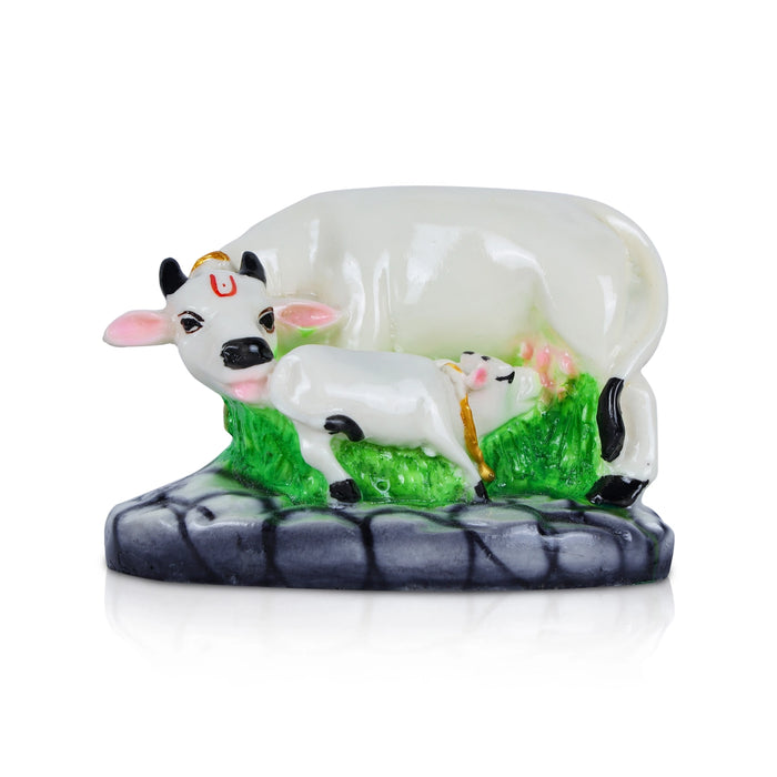 Cow and Calf Idol With Base - 3.5 x 4.5 Inches | Resin Idol / Cow & Calf Statue for Home