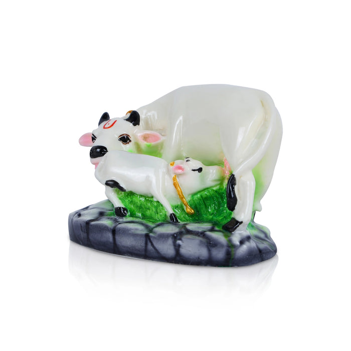 Cow and Calf Idol With Base - 3.5 x 4.5 Inches | Resin Idol / Cow & Calf Statue for Home