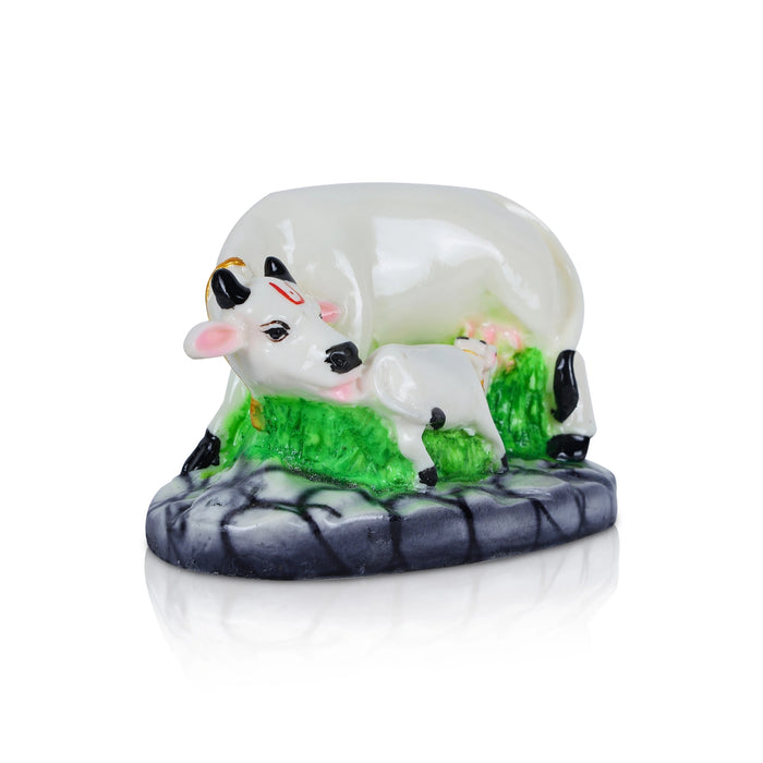 Cow and Calf Idol With Base - 3.5 x 4.5 Inches | Resin Idol / Cow & Calf Statue for Home