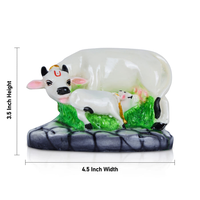 Cow and Calf Idol With Base - 3.5 x 4.5 Inches | Resin Idol / Cow & Calf Statue for Home