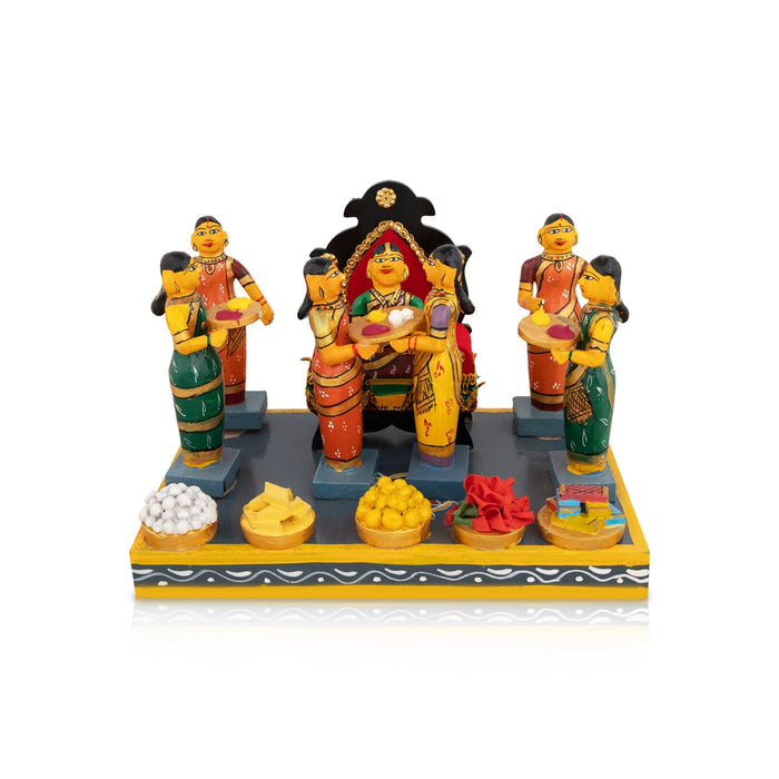 Seemantham Kondapalli Bommalu - 7 X 9.5 Inches | Kolu Bommai/ Golu Doll/ Wood Sculpture For Home Decor