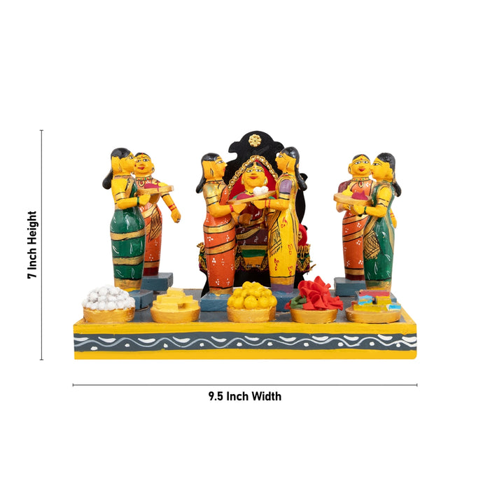 Seemantham Kondapalli Bommalu - 7 X 9.5 Inches | Kolu Bommai/ Golu Doll/ Wood Sculpture For Home Decor