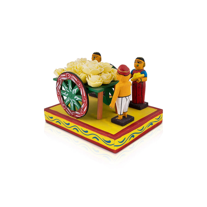 Flower Seller Lady Wooden Golu Bommai - 6 x 8 Inches | Golu Doll/ Navaratri Golu Bomma/ Gombe/ Bommai