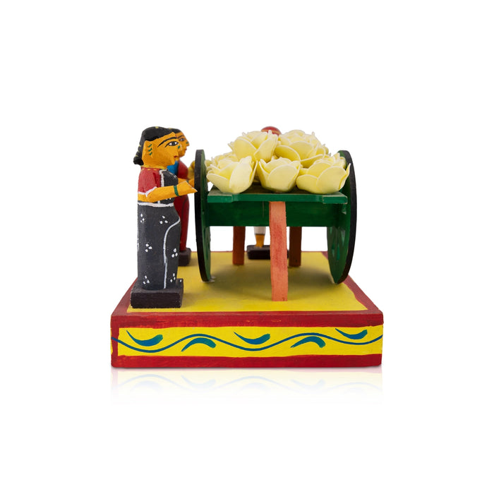 Flower Seller Lady Wooden Golu Bommai - 6 x 8 Inches | Golu Doll/ Navaratri Golu Bomma/ Gombe/ Bommai