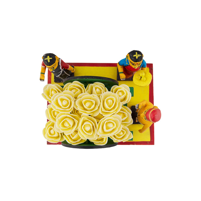 Flower Seller Lady Wooden Golu Bommai - 6 x 8 Inches | Golu Doll/ Navaratri Golu Bomma/ Gombe/ Bommai