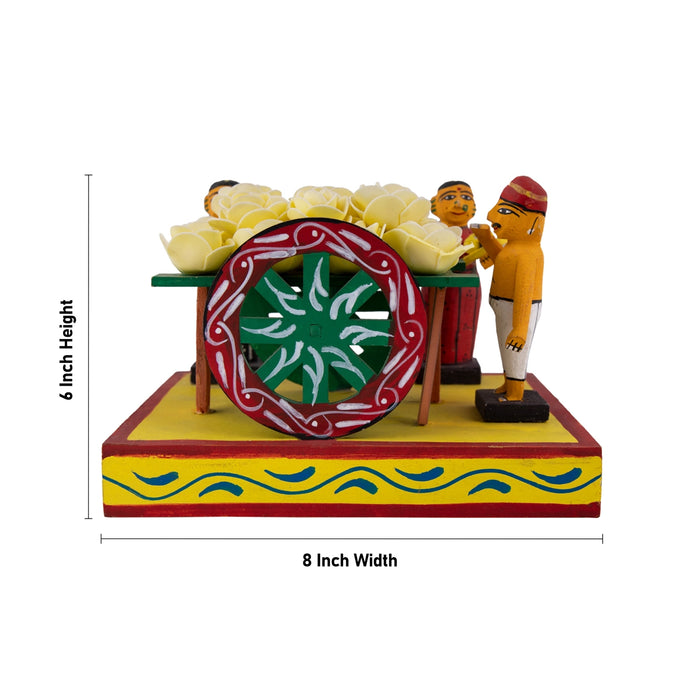 Flower Seller Lady Wooden Golu Bommai - 6 x 8 Inches | Golu Doll/ Navaratri Golu Bomma/ Gombe/ Bommai