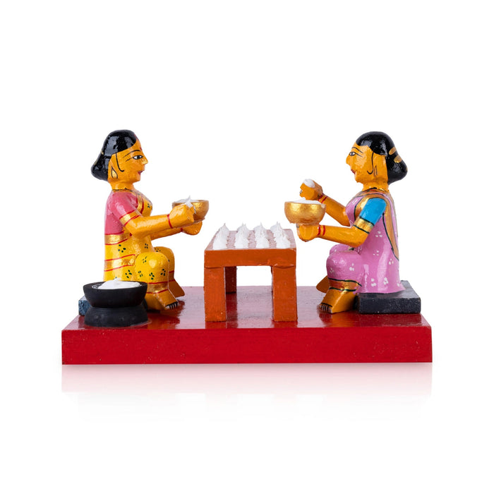 Making Fryums Kondapalli Toy - 4.75 X 7 Inches | Handmade Showpiece/ Vadiyalu Wooden Statue For Home Decor