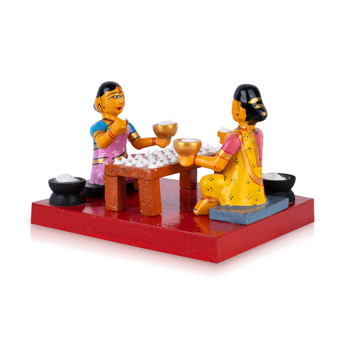 Making Fryums Kondapalli Toy - 4.75 X 7 Inches | Handmade Showpiece/ Vadiyalu Wooden Statue For Home Decor