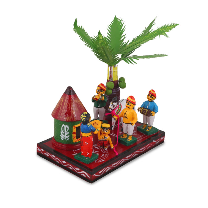 Sankranti Set - 6 Inches | Wood Sculpture/ Golu Bommai for Home Decor