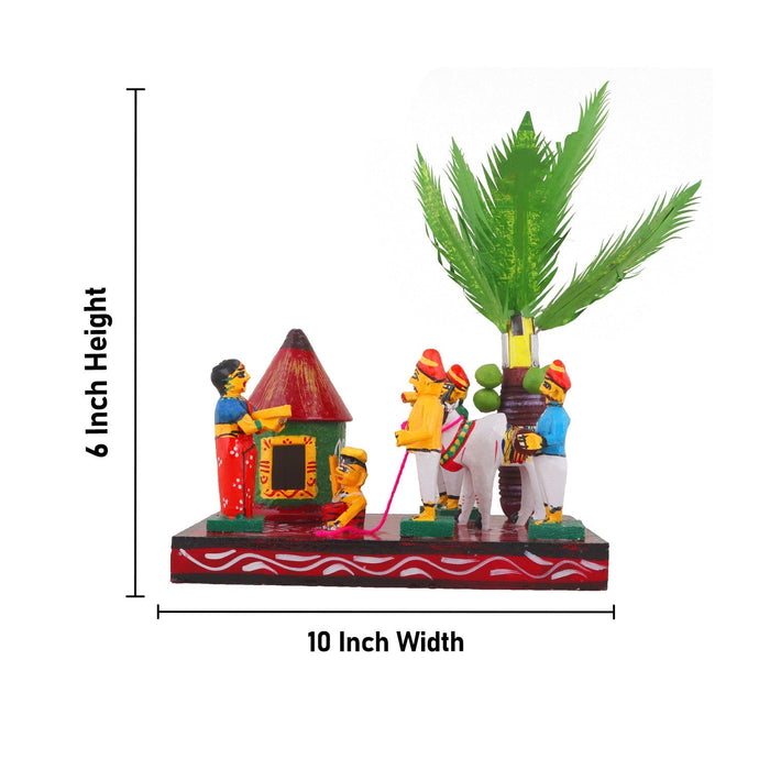 Sankranti Set - 6 Inches | Wood Sculpture/ Golu Bommai for Home Decor