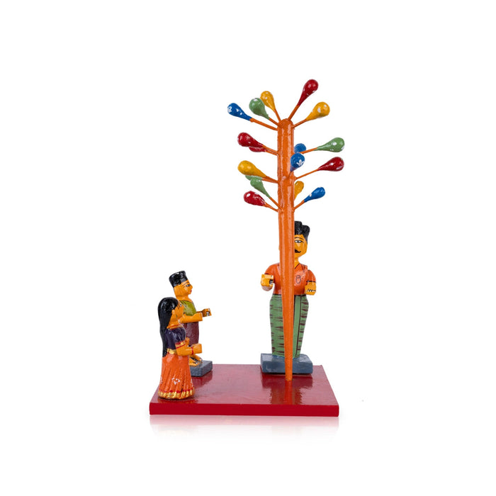 Balloon Seller Kondapalli Toy - 10 X 5.25 Inches | Handmade Showpiece/ Wooden Statue For Golu Display & Gifting