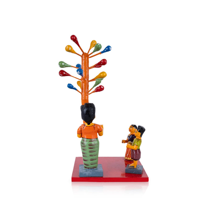 Balloon Seller Kondapalli Toy - 10 X 5.25 Inches | Handmade Showpiece/ Wooden Statue For Golu Display & Gifting
