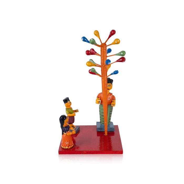 Balloon Seller Kondapalli Toy - 10 X 5.25 Inches | Handmade Showpiece/ Wooden Statue For Golu Display & Gifting