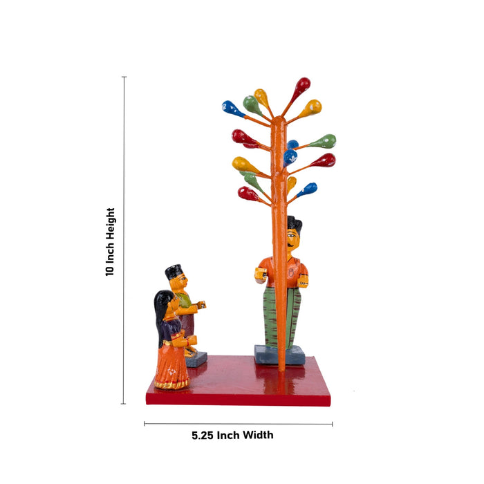Balloon Seller Kondapalli Toy - 10 X 5.25 Inches | Handmade Showpiece/ Wooden Statue For Golu Display & Gifting