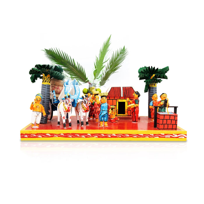 Village Kondapalli Bommalu- 8 X 16.5 Inches | Kolu Bommai/Golu Doll/ Wood Sculpture For Navaratri Golu Display