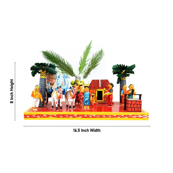 Village Kondapalli Bommalu- 8 X 16.5 Inches | Kolu Bommai/Golu Doll/ Wood Sculpture For Navaratri Golu Display
