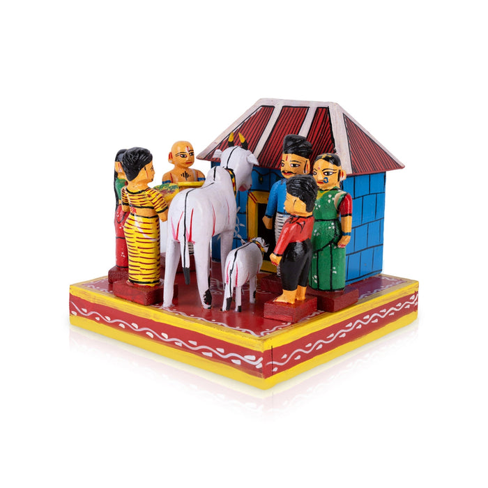 House Warming Kondapalli Toy - 6.5 X 7.5 Inches | Handmade Showpiece/ Wooden Statue For Home Decor And Gifting