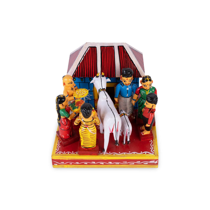 House Warming Kondapalli Toy - 6.5 X 7.5 Inches | Handmade Showpiece/ Wooden Statue For Home Decor And Gifting