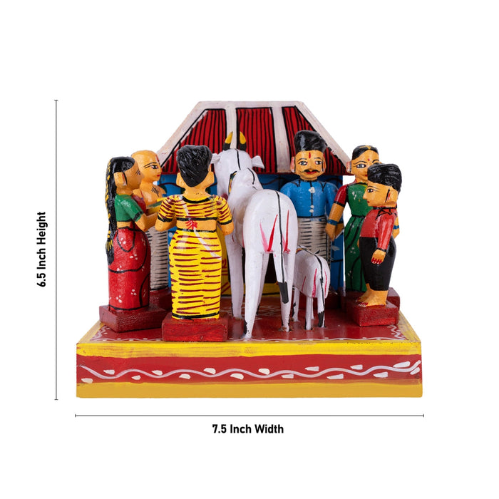 House Warming Kondapalli Toy - 6.5 X 7.5 Inches | Handmade Showpiece/ Wooden Statue For Home Decor And Gifting