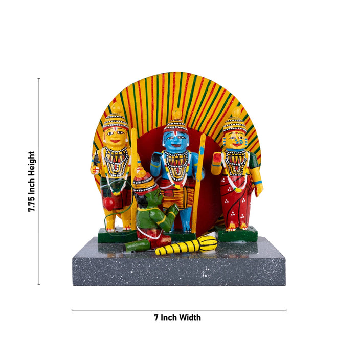 Ram Darbar Kondapalli Toy - 7.75 X 7 Inches | Rama Handmade Showpiece/ Wooden Statue For Home Decor & Gifting