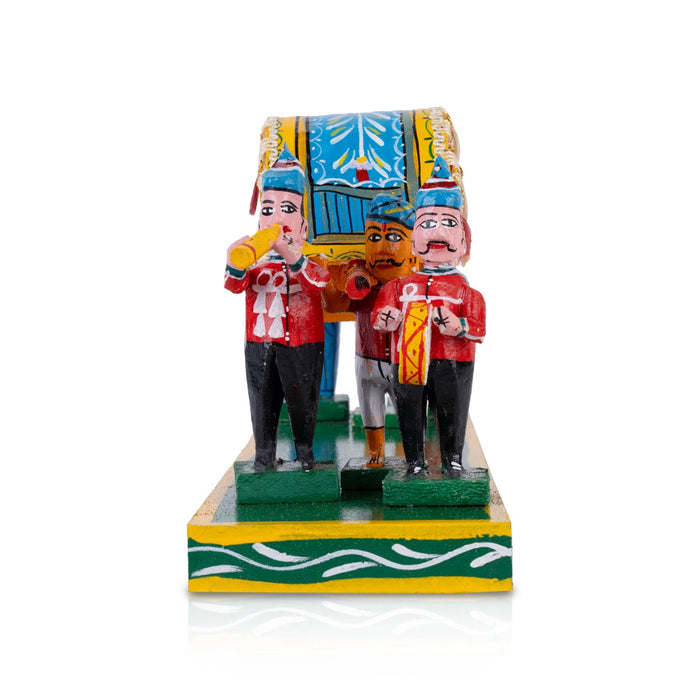 Marriage Palki Kondapalli Toy- 7.25 X 12.75 Inches | Handmade Showpiece/Wooden Pallakki Statue For Golu Display