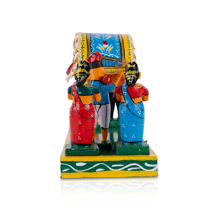 Marriage Palki Kondapalli Toy- 7.25 X 12.75 Inches | Handmade Showpiece/Wooden Pallakki Statue For Golu Display