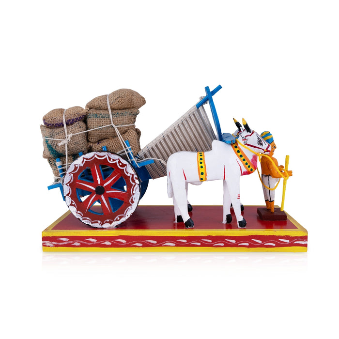 Bullock Cart Wooden Golu Bommai - 8 x 13 Inches | Giri Golu Doll/ Navaratri Golu Bomma/ Gombe/ Bommai