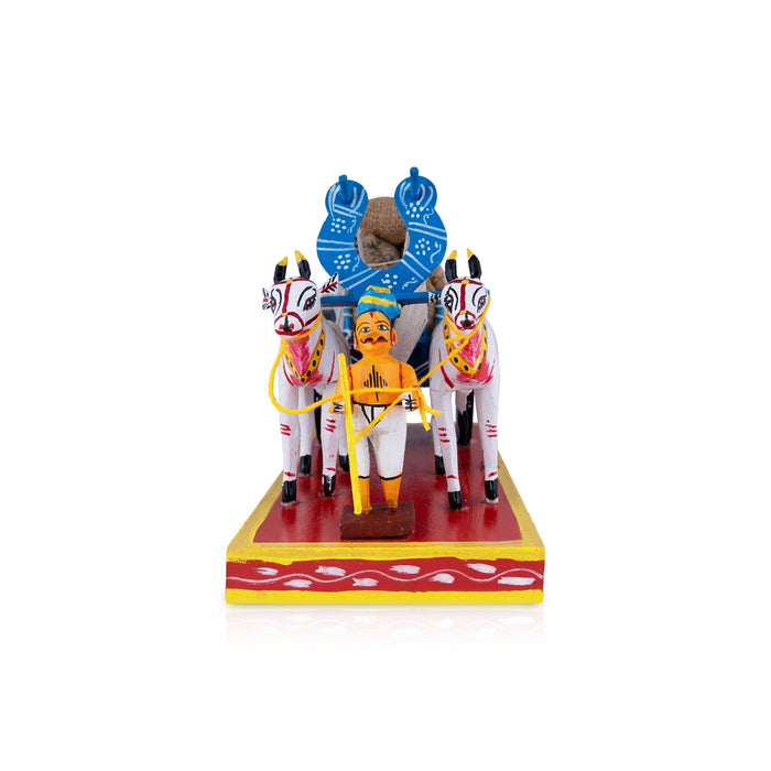 Bullock Cart Wooden Golu Bommai - 8 x 13 Inches | Giri Golu Doll/ Navaratri Golu Bomma/ Gombe/ Bommai