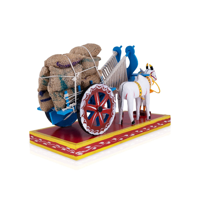 Bullock Cart Wooden Golu Bommai - 8 x 13 Inches | Giri Golu Doll/ Navaratri Golu Bomma/ Gombe/ Bommai