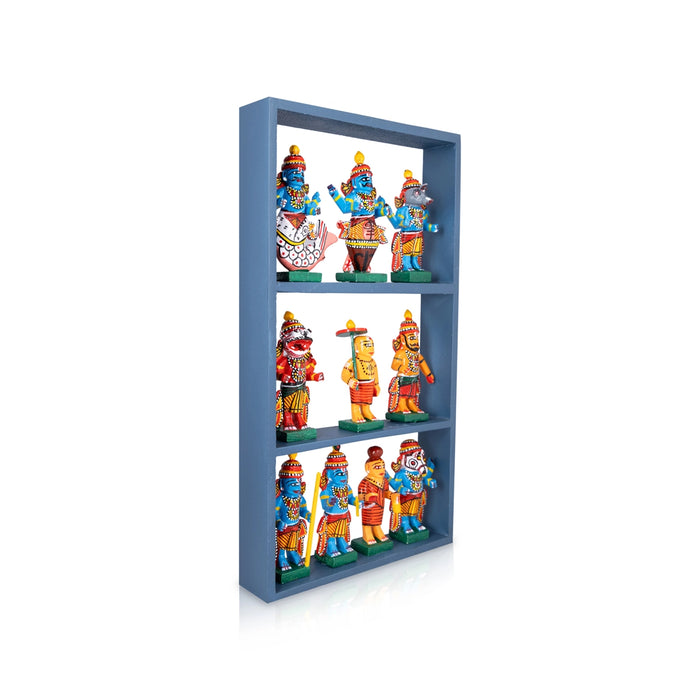 Dasavatharam Wooden Frame Golu Bommai Set - 15 x 8.5 Inches | Giri Golu Doll/Navaratri Golu Bomma/Gombe/Bommai