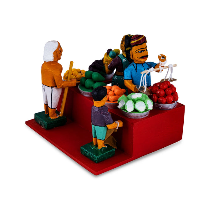 Market Wooden Golu Bommai Set - 5.5 x 6 Inches | Giri Golu Doll/ Navaratri Golu Bomma/ Gombe/ Bommai