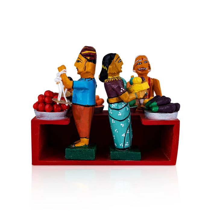 Market Wooden Golu Bommai Set - 5.5 x 6 Inches | Giri Golu Doll/ Navaratri Golu Bomma/ Gombe/ Bommai