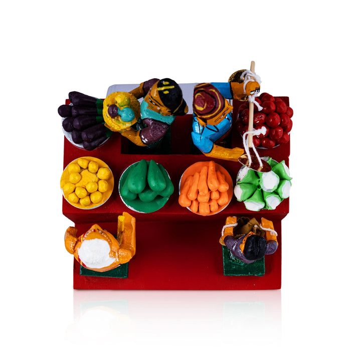 Market Wooden Golu Bommai Set - 5.5 x 6 Inches | Giri Golu Doll/ Navaratri Golu Bomma/ Gombe/ Bommai