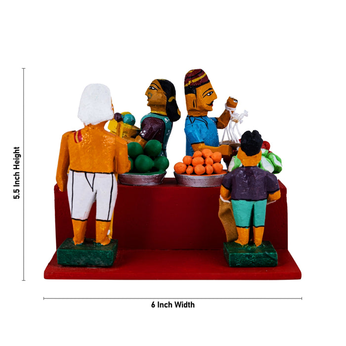 Market Wooden Golu Bommai Set - 5.5 x 6 Inches | Giri Golu Doll/ Navaratri Golu Bomma/ Gombe/ Bommai