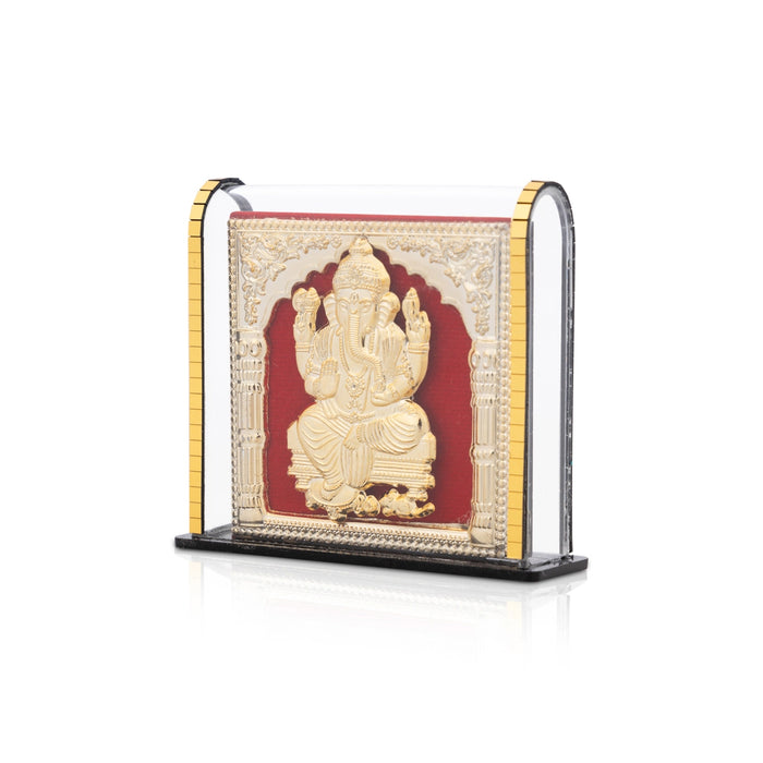 Ganesh Murti Acrylic Photo Frame Stand - 2.75 x 3 Inches | Acrylic Picture Frame/ Acrylic Photo Stand for Car