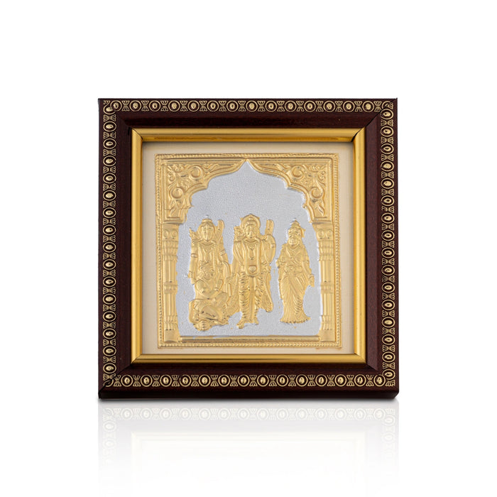 Ram Darbar Murti Design Photo Frame - 5 x 5 Inches | Gold Foil Wall Picture Frame For Home Decor & Gifting