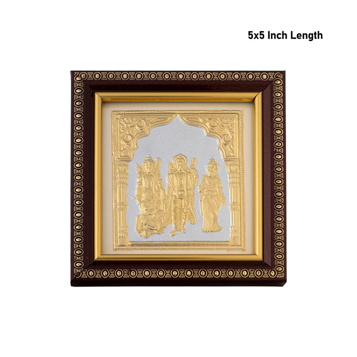 Ram Darbar Murti Design Photo Frame - 5 x 5 Inches | Gold Foil Wall Picture Frame For Home Decor & Gifting