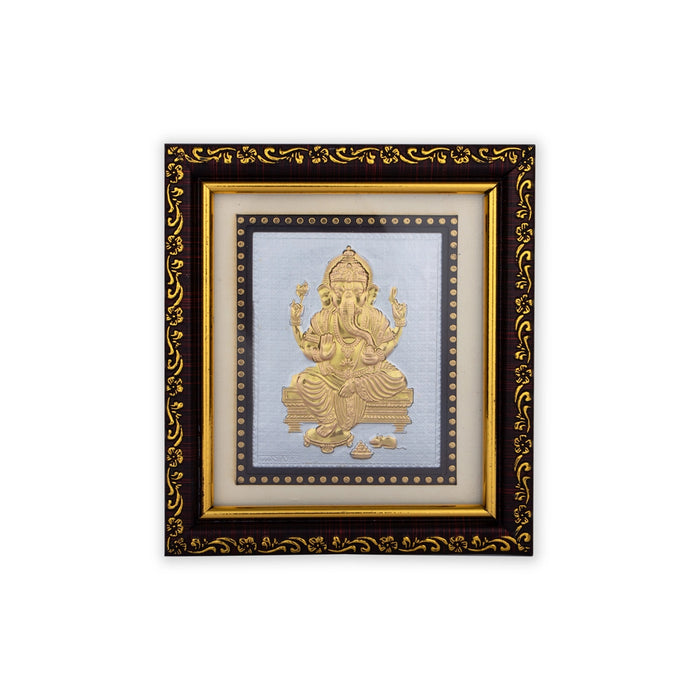 Ganesh Murti Design Photo Frame - 5 x 5 Inches | Gold Foil Wall Picture Frame For Home Decor And Gifting