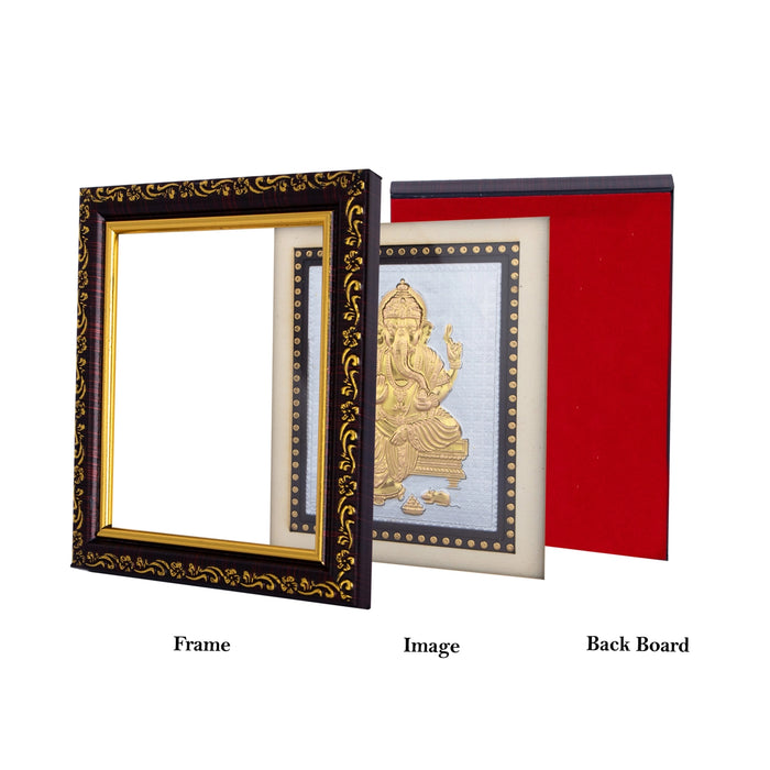 Ganesh Murti Design Photo Frame - 5 x 5 Inches | Gold Foil Wall Picture Frame For Home Decor And Gifting