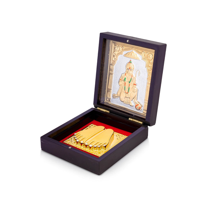 Pooja Box with Padham - 1.5 x 3.75 Inches | Decorative Paduka Box/ Hanuman Puja Box with Divine Footprints