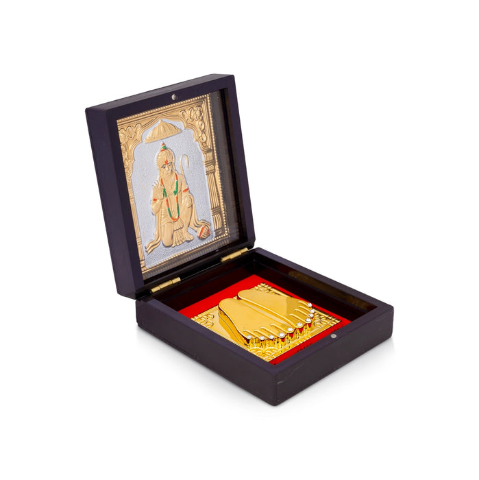 Pooja Box with Padham - 1.5 x 3.75 Inches | Decorative Paduka Box/ Hanuman Puja Box with Divine Footprints
