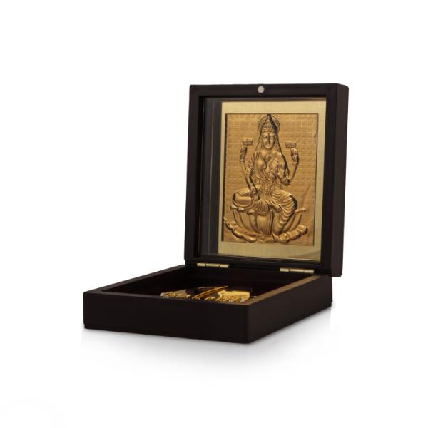 Mahalakshmi Design Pooja Box - 1.5 X 4 X 4.5 Inches | Charan Paduka Box/ Laxmi Puja Box For Home