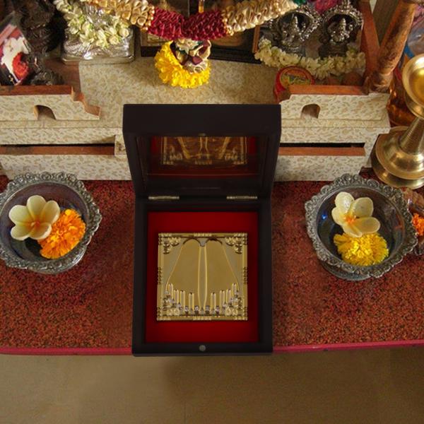 Mahalakshmi Design Pooja Box - 1.5 X 4 X 4.5 Inches | Charan Paduka Box/ Laxmi Puja Box For Home