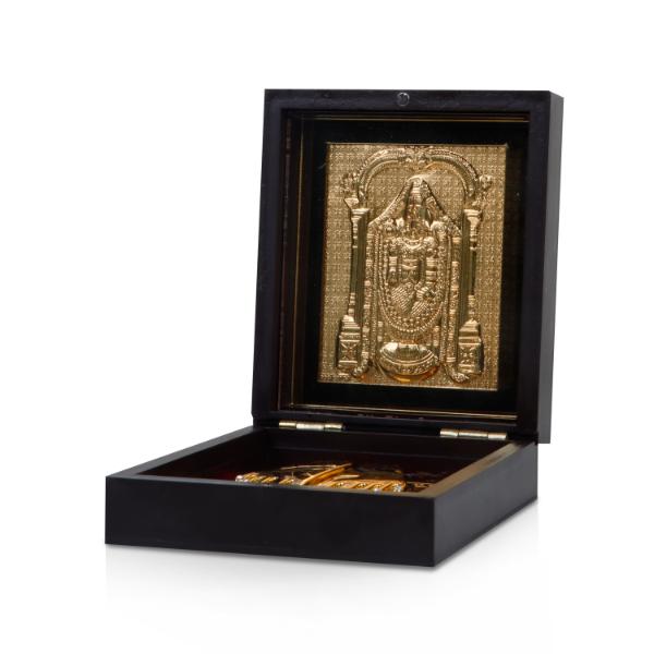 Tirupati Balaji Design Pooja Box - 1.5 X 4 X 4.5 Inches | Charan Paduka Box/ Venkateswara Swamy Puja Box For Pooja